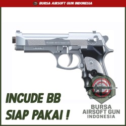 Well Goldenball Beretta M9 Airsoft Gun Pistol - Silver