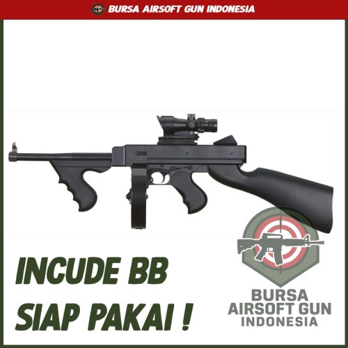 UK Arms Thompson (Tommy Gun) SMG Airsoft Gun - Black