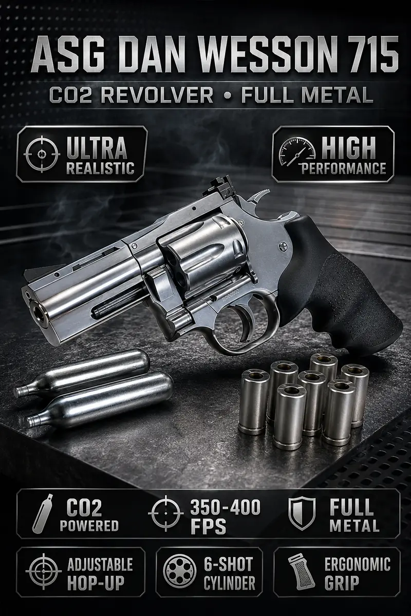 ASG Dan Wesson 715 CO2 Revolver Airsoft Gun Pistol